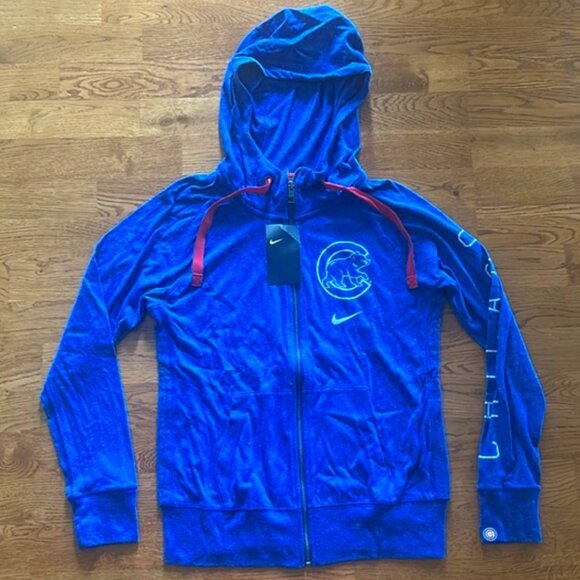 NWT Nike Chicago Cubs Zip Up Sweatshirt Women S Hoodie Full Royal Blue Red - Picture 1 of 4